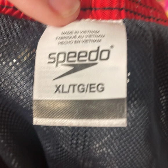 Speedo Swim Shorts xl Trunks Hawaiian Gray Red accents Great Condition mens - Picture 5 of 11